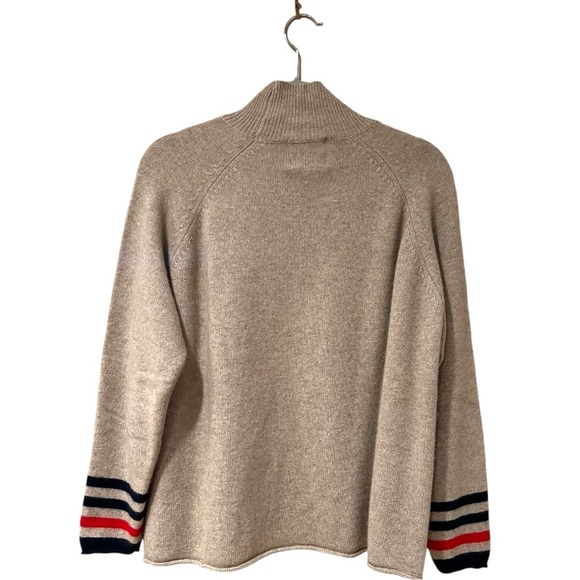 Jumper1234 Mockneck Cashmere Striped Sleeve Sweater in Camel (Sz 3 / L) - Picture 4 of 7